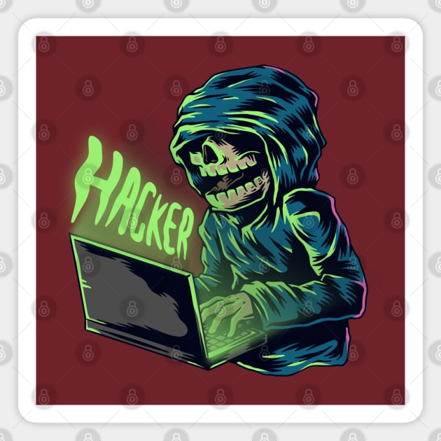 Funny Hacker illustration Magnet by Mako Design 